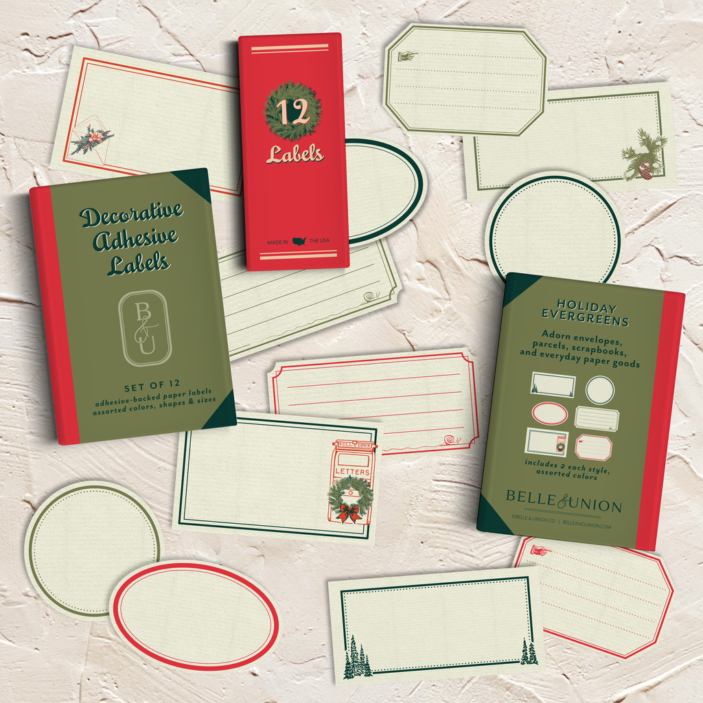 Ephemeria Paper Label Stickers, Holiday Evergreens