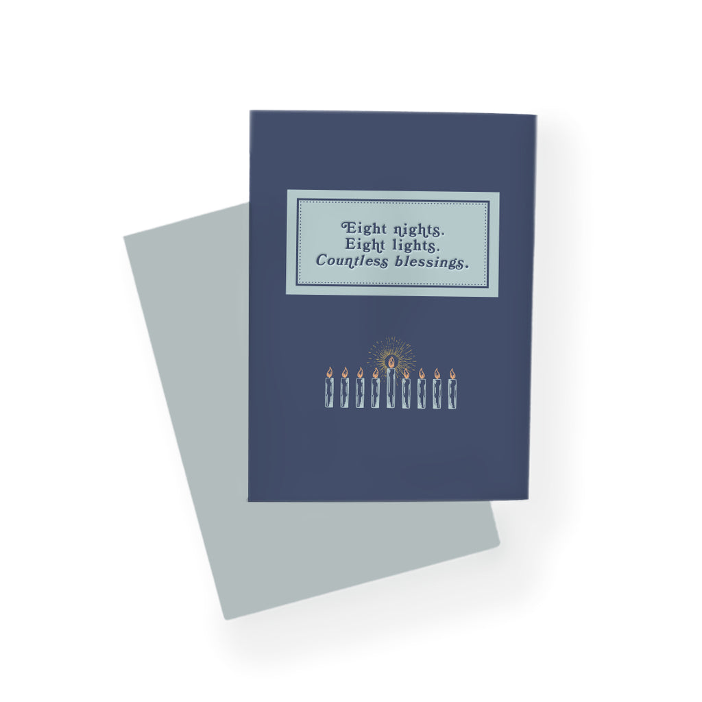 Eight Nights Eight Lights Hanukkah holiday greeting card