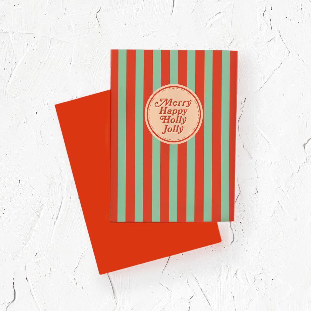 Merry Happy Holly Jolly holiday greeting card