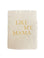 Ivory card with torn edges with yellow and embossed text saying,