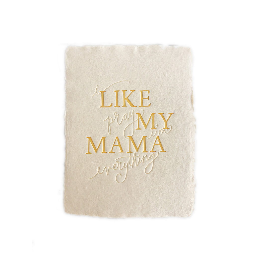 Ivory card with torn edges with yellow and embossed text saying,
