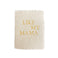 Ivory card with torn edges with yellow and embossed text saying,