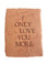 Rust orange card with torn edges and embossed brown text saying,