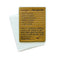 Brown card with black and brown text saying, “Recipe for New Parents: tower of bottles; quarts of formula; 2 desensitized noses; mounds of patience; cups of caffeine; 1 eager grandma. Cover in protective clothing, prepare for attack on the senses. Dress, feed, burp, change, wash, cherish, repeat. Call grandma in desperation.” Image of baby bottle and pacifier in bottom right corner. A white envelope is included.