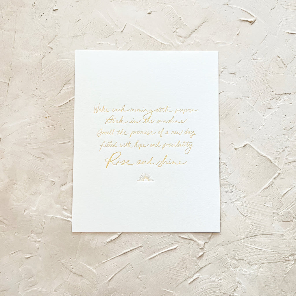 letterpress printed art print on warm background that says 