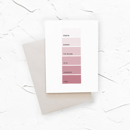Dawn to Dusk love color swatch greeting card