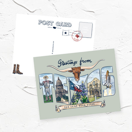 Greetings from Texas vintage style postcard
