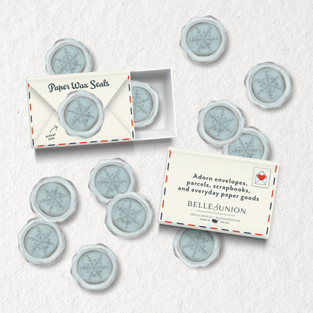 Blue Snowflake Holiday Paper Wax Seal Stickers, Set of 12