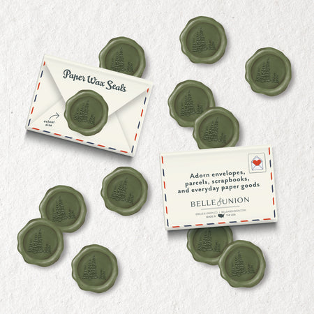Evergreen Trees Holiday Paper Wax Seal Stickers, Set of 12