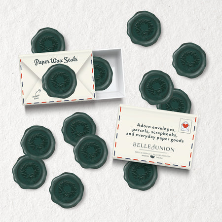 Dark Green Wreath Holiday Paper Wax Seal Stickers, Set of 12