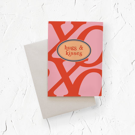 Hugs & Kisses vintage style love greeting card