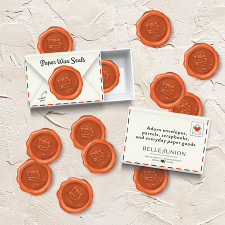Orange Ink Paper Wax Seal Stickers, Set of 12