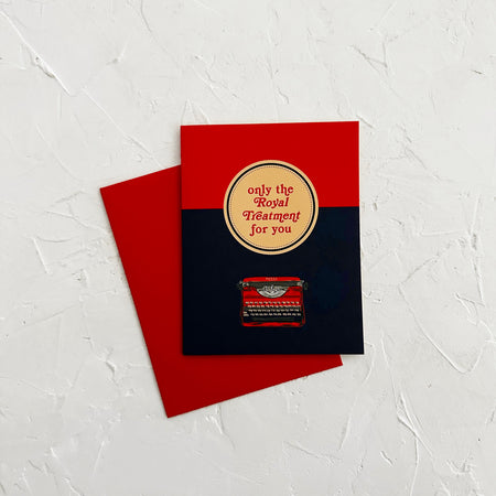 Royal Treatment red and navy card with red envelope