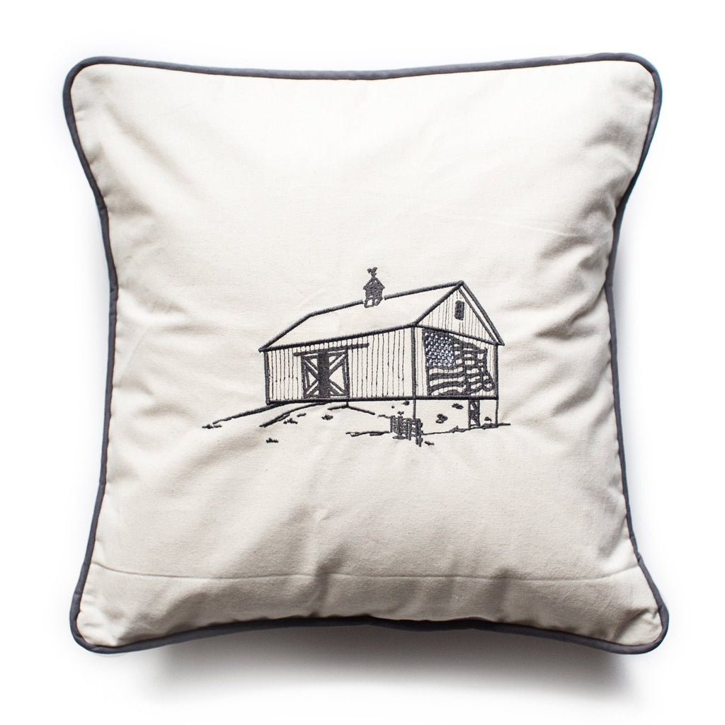 Country Barn embroidered pillow