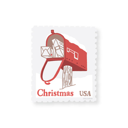 Christmas Mailbox Postage Stamp sticker