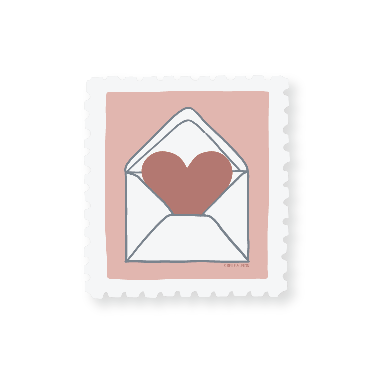 Heart in Envelope love postage stamp sticker