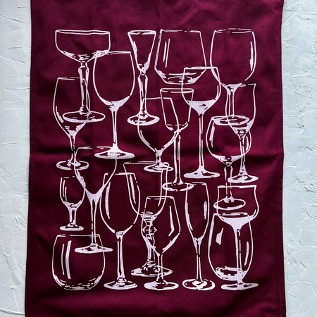 Wine Glasses tea towel
