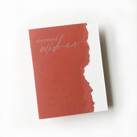 Warmest Wishes torn edge holiday greeting card