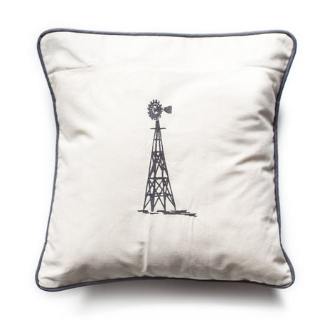 Windmill embroidered pillow